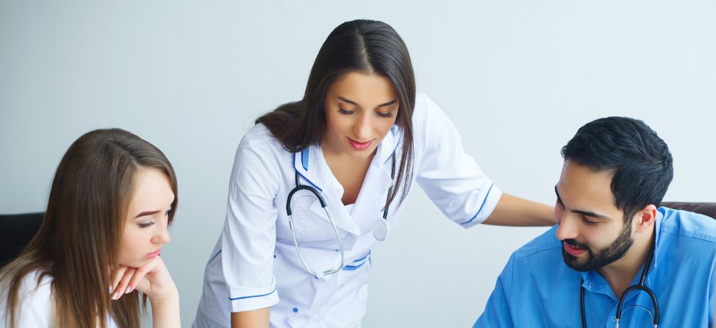 Health care students in geriatric clinical rotation