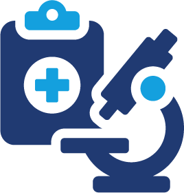 Icon of clipboard and microscope