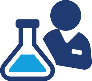 Icon of scientist with flask