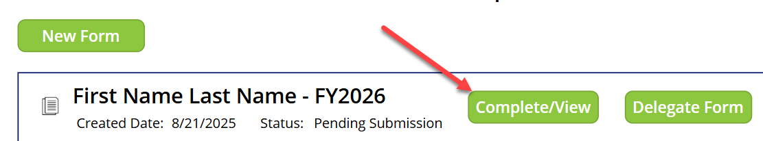 the complete/view button near the first name last name heading