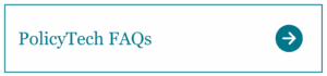 Imagine depicted as a square button with "PolicyTech FAQs" in the middle.