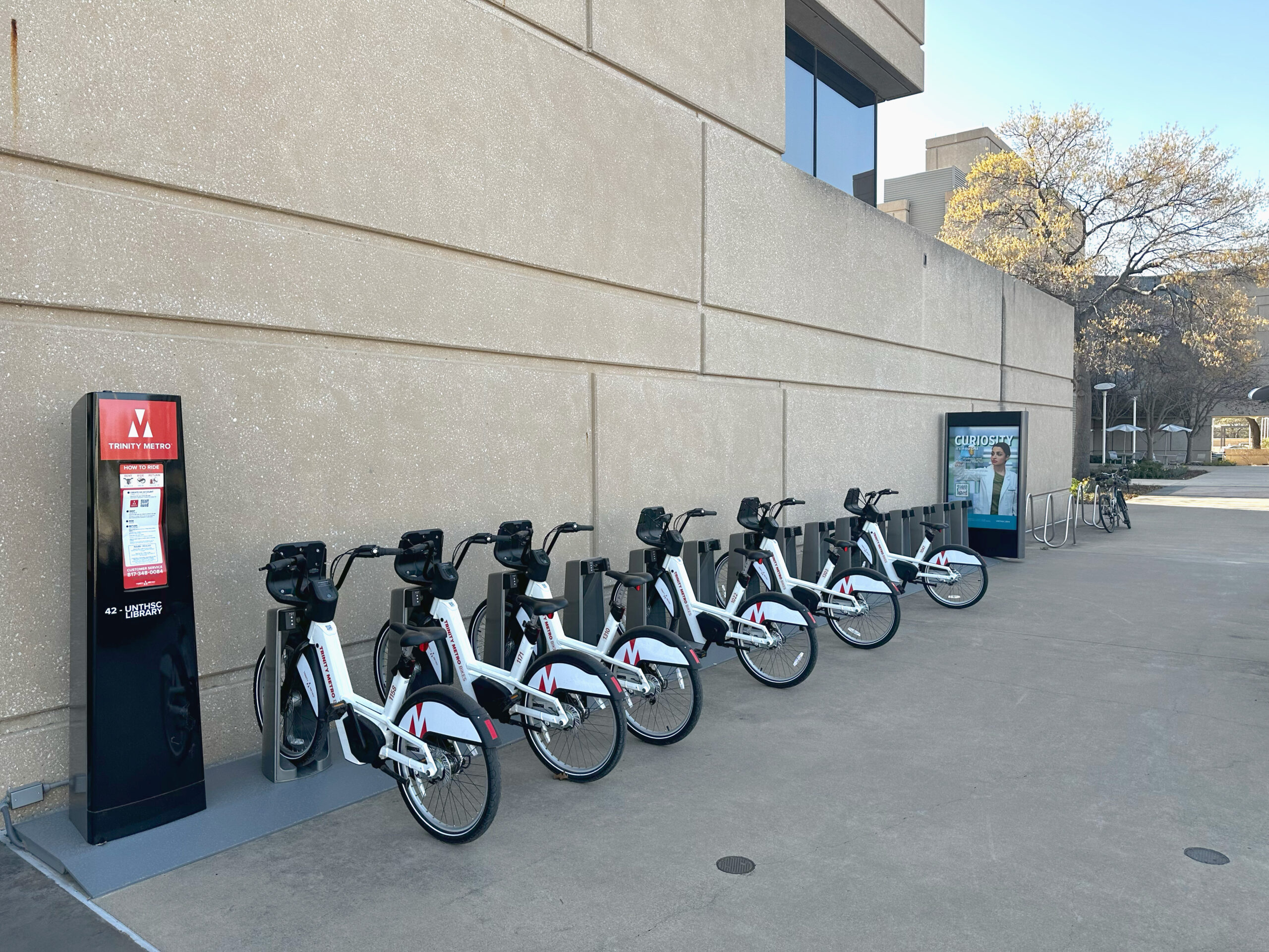 The E-Bike rack at UNT Health Library