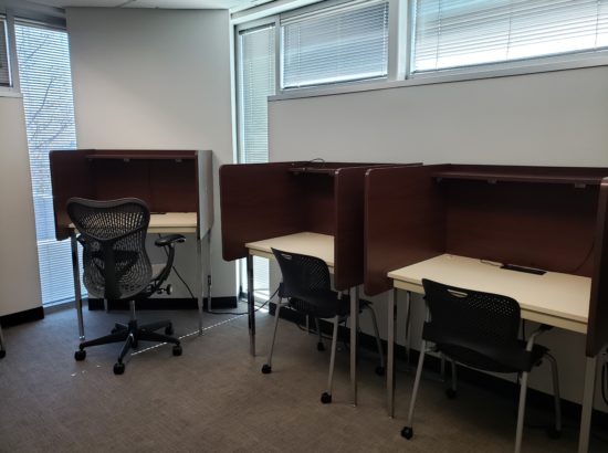 A group of desk for testing taking